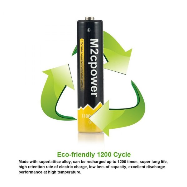 M2cpower® NiMH 1100mAh AAA Rechargeable Batteries - Image 7