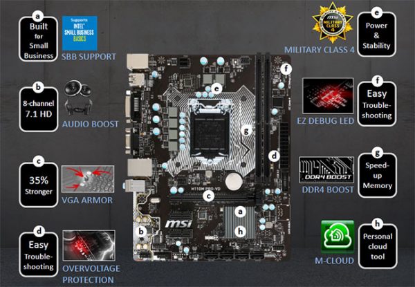 MSI H110M PRO-VD PLUS LGA 1151Micro ATX Motherboard - Image 10