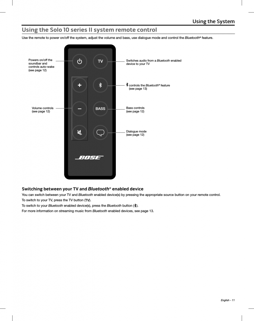 Bose® Solo 10 TV Sound System Tech Nuggets