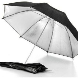 2 x Silver & Black Reflector Umbrella