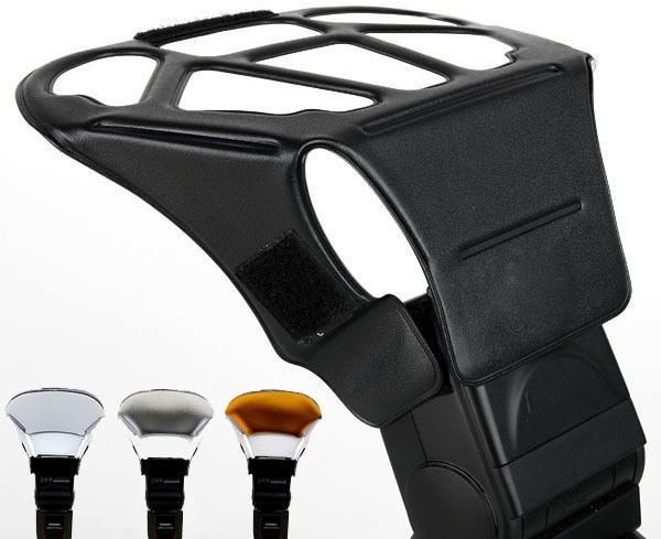 Universal Speedlight Flash Diffuser Softbox Honeycomb Grid&Tri-Color Reflector