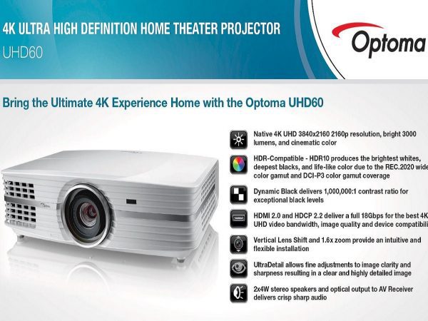Optoma UHD60 4K UHD Home Theater Projector - Image 7