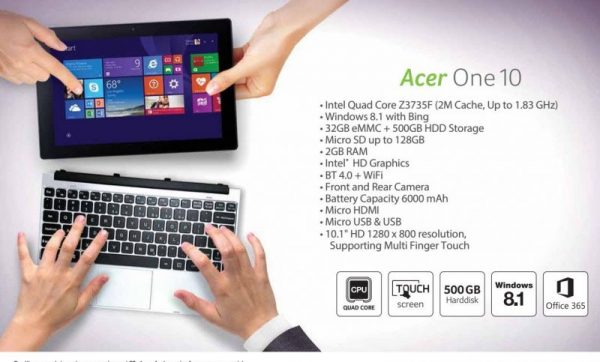 Acer One 10 S1003-16UH 2-in-1 Laptop - Image 3