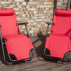 2 in 1 Outdoor Foldable Garden Sun Loungers / Reclining/Camping Chairs