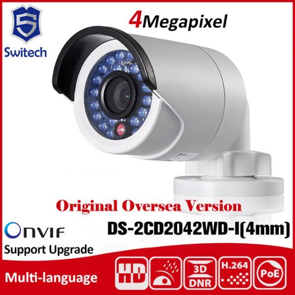 Hikvision 4MP WDR Mini Bullet Network Camera 4mm DS-2CD2042WD-I POE IR onvif 