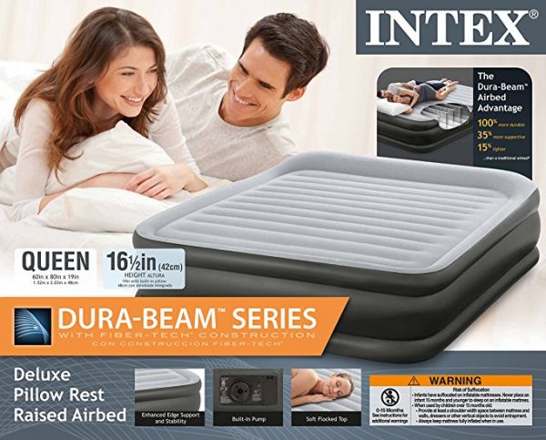 Intex Deluxe Pillow Rest Raised Queen AirBed - 67738 - Image 2