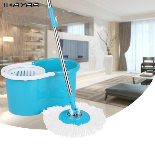 Mosichi Floor Mop,Spin Mop Pole Handle Replacement for Floor 360 Degrees Rotating Cleaning Tool Rotating Mop Stick Head No Foot Pedal Version Blue 