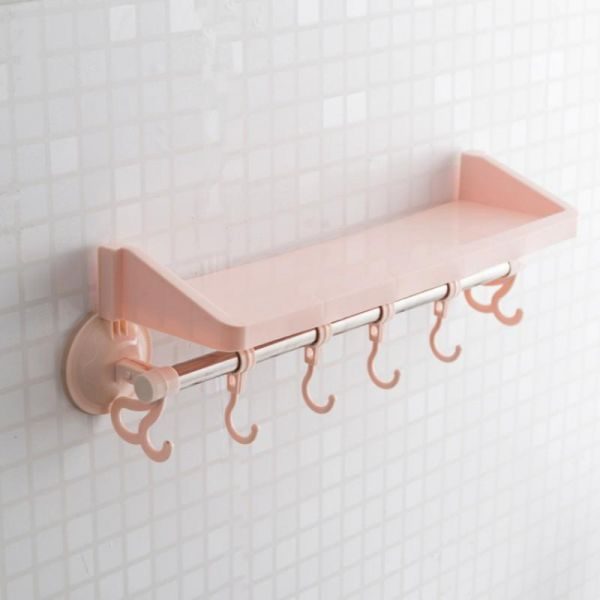 Bathroom Sucker Shelf Shower Corner Storage Caddy Holder Rack Hook Organizer - Image 5