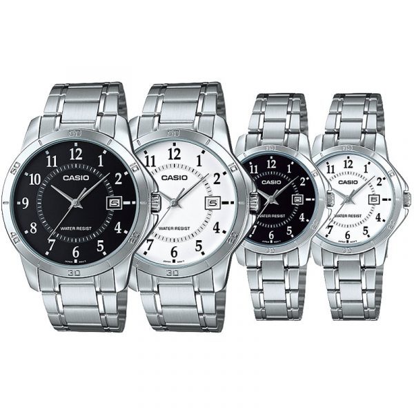 Casio  - MTPLTP-V004D-1B Couples Black Dial Stainless Steel Band Couple Watch - Image 2