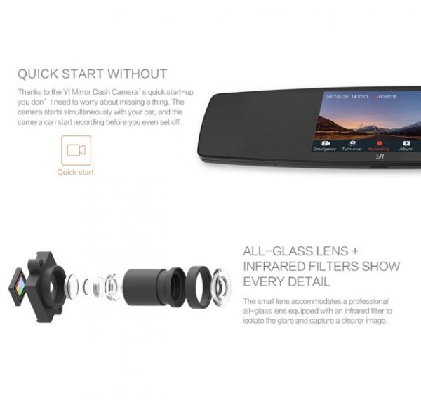 YI Mirror Dash Cam Dual Dashboard Camera Recorder - Image 5