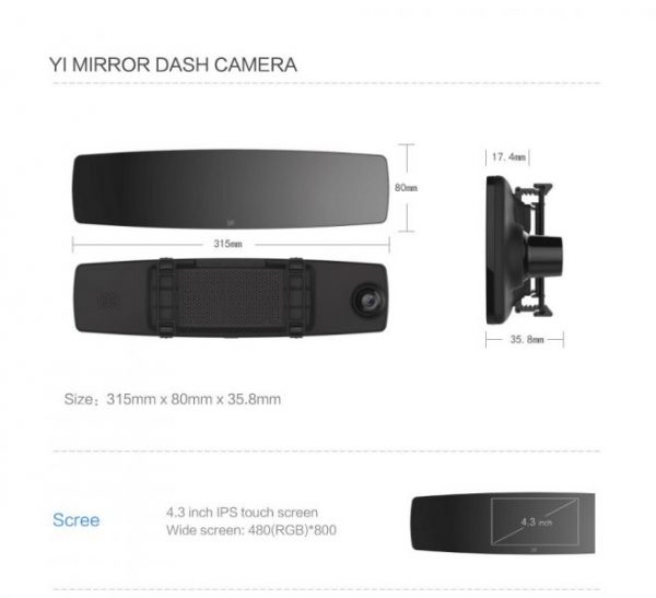 YI Mirror Dash Cam Dual Dashboard Camera Recorder - Image 2