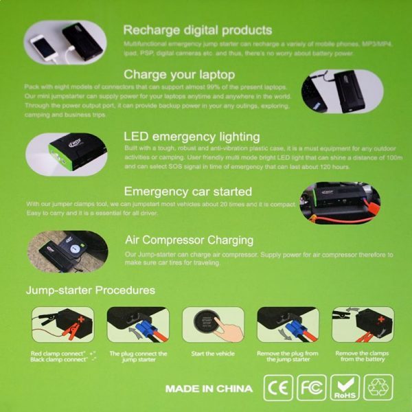 Multi-functional Car Air Pump Jump Starter Emergency Power Bank Charger - Image 6