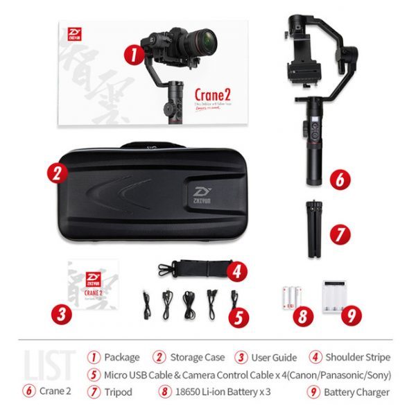 Zhiyun-Tech Crane 2 Professional 3-Axis Handheld Gimbal - Image 10