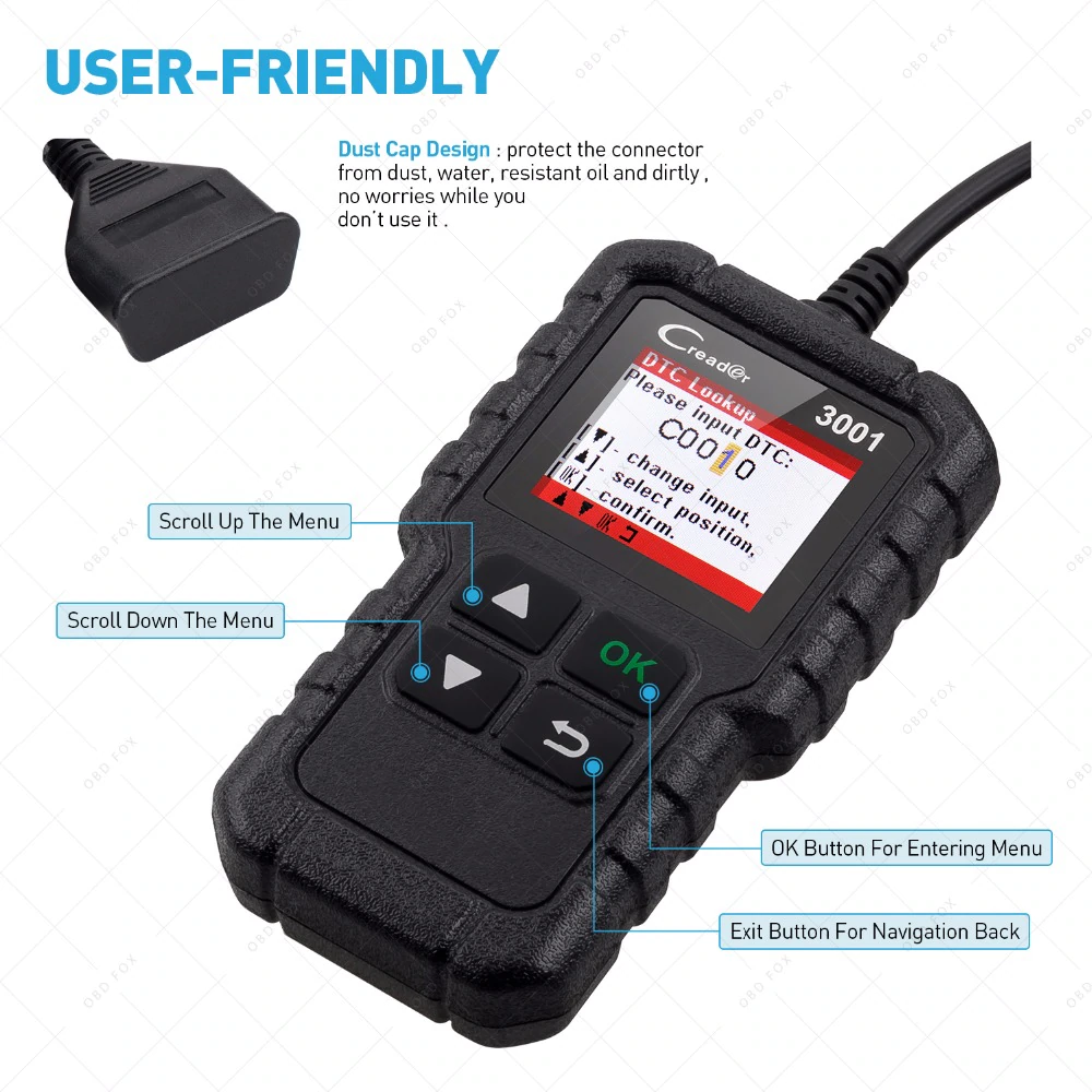 thumbnail image 2 of OBD2 Scanner Scan Tool At300 LED Display Engine Fault Enhanced Check Engine Lights OBD2 For Car Automotive Handheld OBD2 Scanner 2 of 12