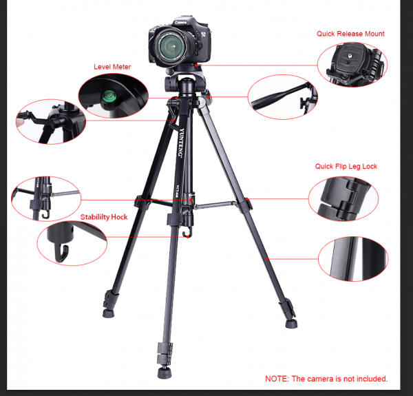 Yunteng VCT 668 VCT-668 Professional Flexible Tripod with Damping Head Fluid Pan - Image 5