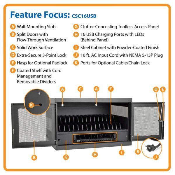 Tripp Lite Device USB Charging Station Cart with Sync for iPad and Android Tablets - Image 11