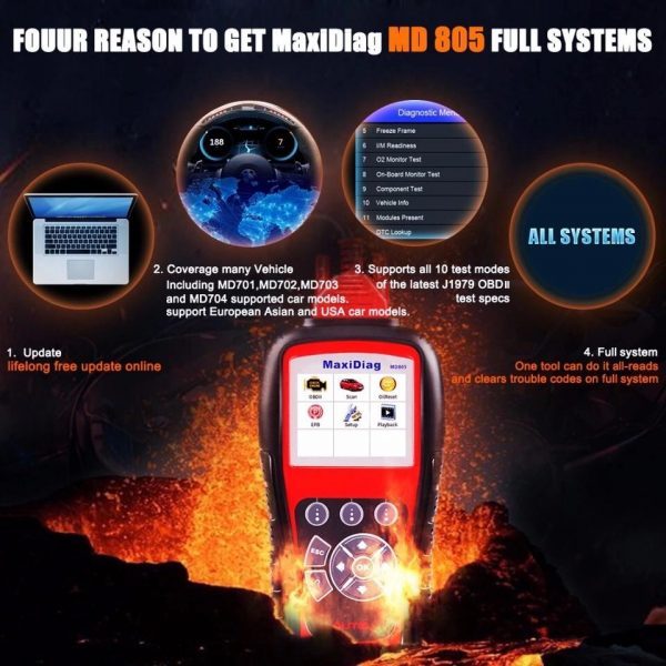 Autel MD802 OBD2 Auto Diagnostic Tool Code Reader Scanner - Image 3