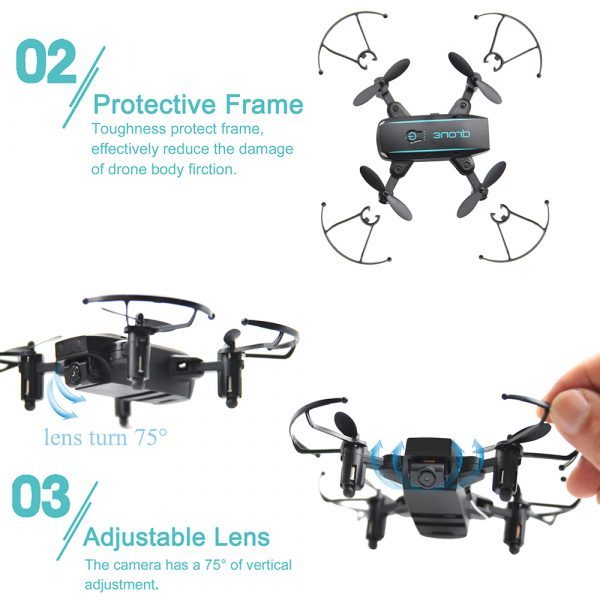 Linxtech IN1601 2.4G 0.3MP Wifi FPV Foldable Altitude Hold RC Drone Quadcopter - Image 7