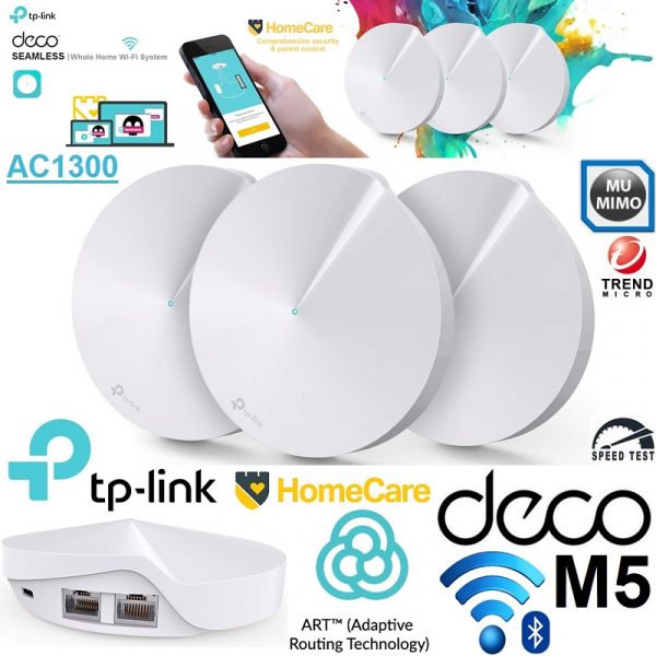 TP-Link Deco Mesh WiFi System(Deco M5) - Up to 5,500 sq. ft. Whole Home  Coverage and 100+ Devices,WiFi Router/Extender Replacement, Anitivirus,  3-pack 