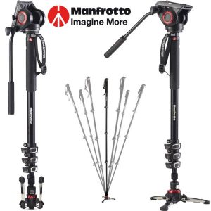 MANFROTTO XPRO 4 SECTION VIDEO MONOPOD with FLUID HEAD & FLUIDTECH BASE