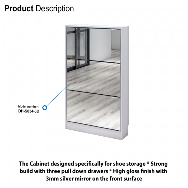 Mirror Shoe Cabinet Living Room Shoe Rack with 5 Drawers - Image 8