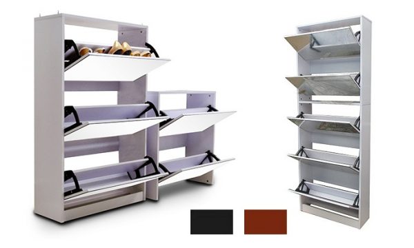 Mirror Shoe Cabinet Living Room Shoe Rack with 5 Drawers - Image 7