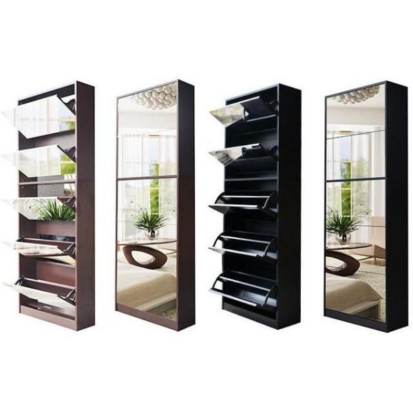 Mirror Shoe Living Room Shoe Rack with 5 Drawers Tech Nuggets