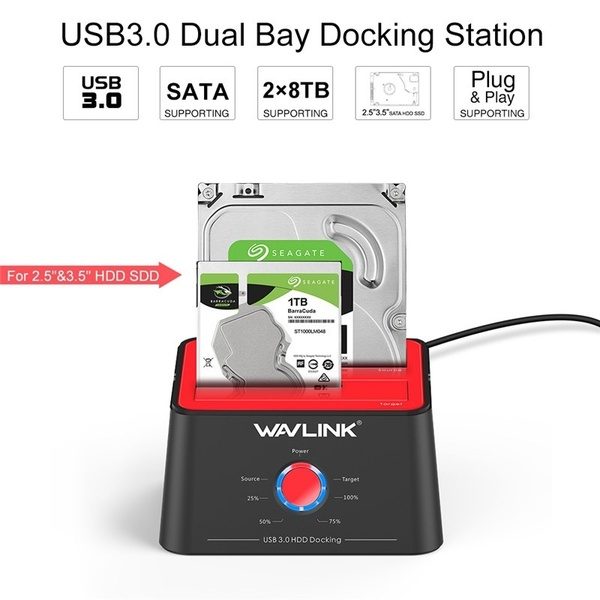 WAVLINK USB 3.0 to SATA (5Gbps) Dual-Bay Hard Drive Docking Station - Image 5