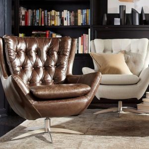 Wells Leather Swivel Armchair