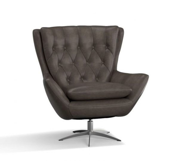 Wells Leather Swivel Armchair - Image 8