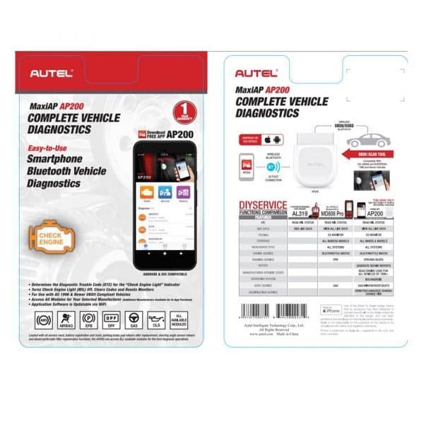 Autel AP200 Bluetooth OBD2 Scanner Code Reader with Full Systems Diagnoses - Image 9