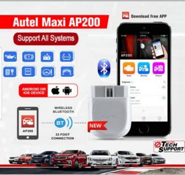 Autel AP200 Bluetooth OBD2 Scanner Code Reader with Full Systems Diagnoses