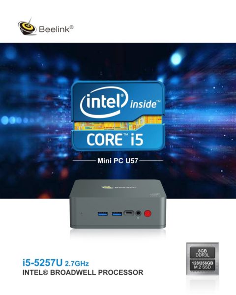 Beelink Mini PC Beelink U57 i5-5257U 2,7GHz 256GB SSD 8GB RAM Wi-Fi Windows Intel Iris 