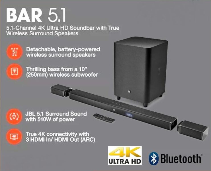 Rust Høflig tage medicin JBL Bar 5.1 | 4K Ultra HD Soundbar with Surround Speakers | Tech Nuggets